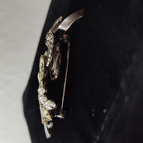 Vintage EMBY Sterling Silver Rhinestone Brooch Pin 1950's - Picture 10 of 11